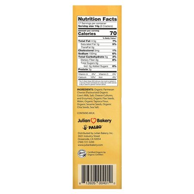 Julian Bakery, Primal Thin Crackers, Organic Parmesan, 8.4 oz (238 g)