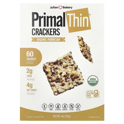Julian Bakery, Primal Think® Crackers, Organic Parmesan, 4 uncje (113 g)