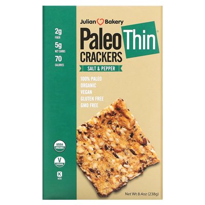Julian Bakery, Paleo Think® Cracker, Salz und Pfeffer, 8,4 uncji (238 g)