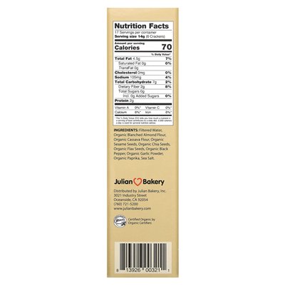 Julian Bakery, Paleo Think® Cracker, Salz und Pfeffer, 8,4 uncji (238 g)