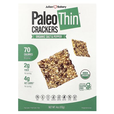 Julian Bakery, Paleo Think® Crackers, Organic Salt &amp Pepper, 4 uncje (113 g)