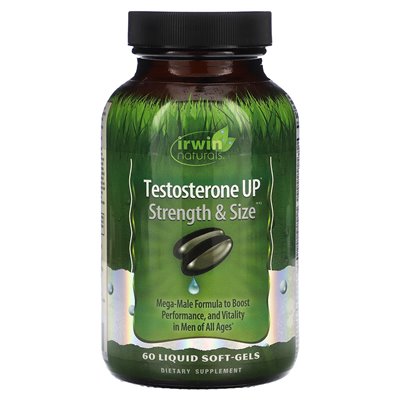 Irwin Naturals, testosteron w górę, wytrzymałość i rozmiar, 60 płynów miękkich