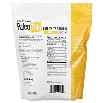 Julian Bakery, Paleo Thin, Białko Jaja, Waniliowe, 1.92 lbs (870 g)