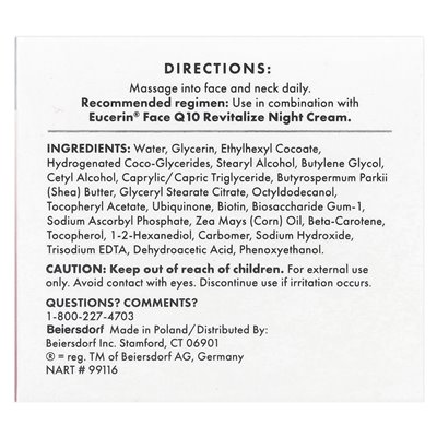 Eucerin, Q10 Revitalize Tagescreme, Gesicht, parfümfrei, 1,7 Unzen (48 g)