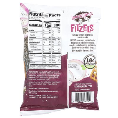 Lenny i Larry's, Fitzels ™, białko precle, wszystko bajgle, 8 paczek, 3 uncje (85 g)