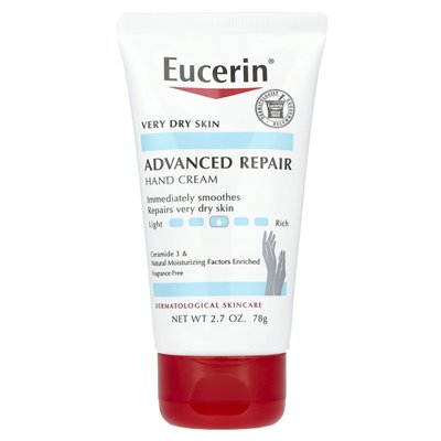 Eucerin, zaawansowany krem ​​do ręcznego naprawy, bardzo sucha skóra, bez zapachu, 2,7 uncji (78 g)