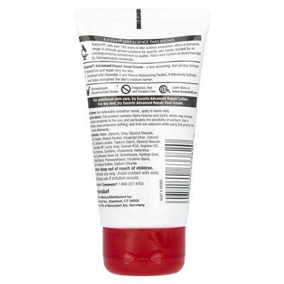 Eucerin, zaawansowany krem ​​do ręcznego naprawy, bardzo sucha skóra, bez zapachu, 2,7 uncji (78 g)