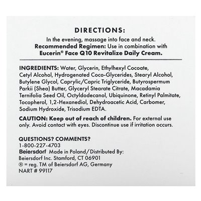 Eucerin, Gesicht, Q10 Revitalize, Nachtcreme, parfümfrei, 1,7 fl oz (48 g)