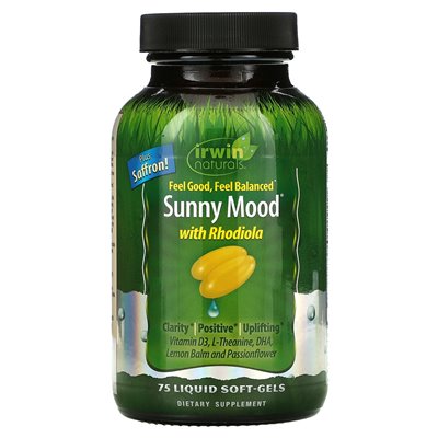 Irwin Naturals, Sunny Mood mit Rhodiola, 75 flüssige, weiche Benetzungsmittel