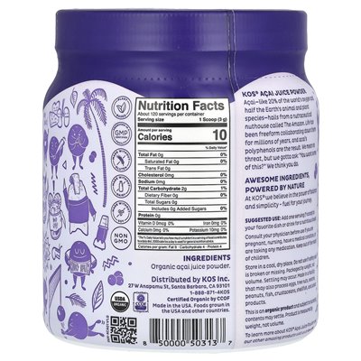 KOS, organiczny sok acai proszek, 12,7 uncji (360 g) KOS, organiczny sok acai proszek, 12,7 uncji (360 g)