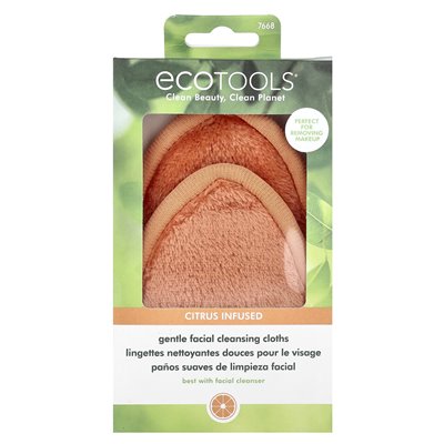Ecotools, delikatne szmatki do czyszczenia twarzy, cytrusy infused, 2 tkaniny Ecotools, delikatne szmatki do czyszczenia twarzy, cytrusy infused, 2 tkaniny