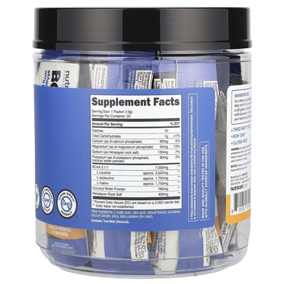Nutricost, Performance, BCAA+, Peach Mango, 20 pakietów, 0,5 uncji (13 g) każdy