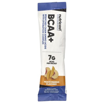 Nutricost, Performance, BCAA+, Peach Mango, 20 pakietów, 0,5 uncji (13 g) każdy