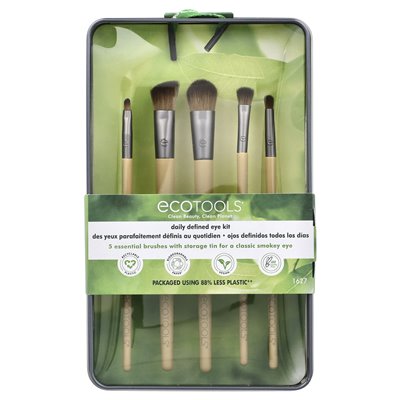 Ecotools, Daily Defined Eye Kit, 5-teiliges Set und Dosenaufbewahrung