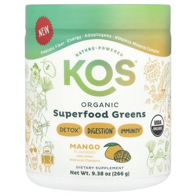 KOS, Organic Superfood Greens, Mango, 9,38 uncji (266 g)