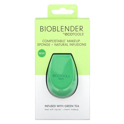 Ecotools, Bioblender, kompostowalny gąbka do makijażu + naturalne infuzje, zielony, 1 gąbka