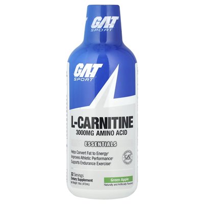 GAT, Sport, L-Carnitine, Green Apple, 3000 mg, 16 uncji (473 ml)