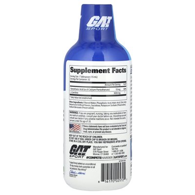 GAT, Sport, L-Carnitine, Green Apple, 3000 mg, 16 uncji (473 ml)