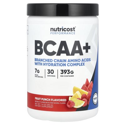 Nutricost, Performance, BCAA+, Fruit Punch, 14 uncji (393 g)