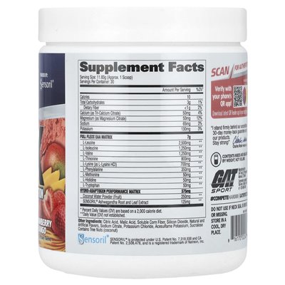 GAT, Flexx EAAS + Hydration, Mango Strawberry, 12,5 uncji (354,9 g)