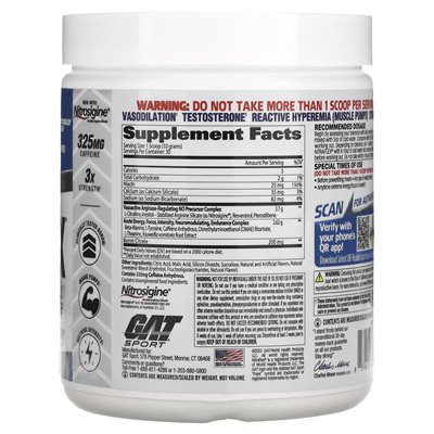 GAT, Sport, Nitraflex, Blue Raspberry, 10.6 oz (300 g)