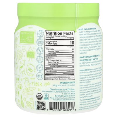 KO, Organic Inulin Powder, 11.85 oz (336 g)