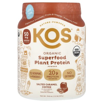 KO, organiczne białko w proszku roślinnym, solona kawa karmelowa, 1,2 funta (555 g)
