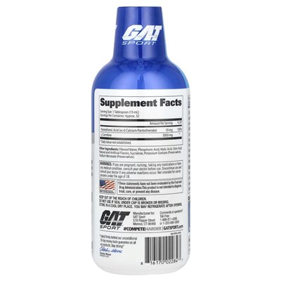 GAT, L-karnityna, aminokwas, jagoda mieszana, 3000 mg, 16 uncji (473 ml)