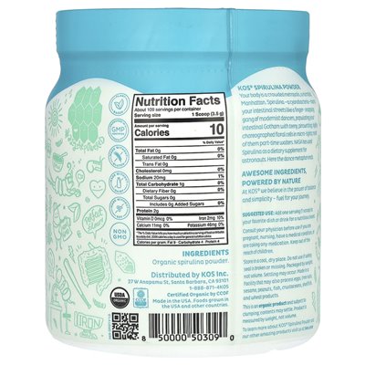 KOS, Bio-Spirulina-Pulver, 13,5 oz (381 g)