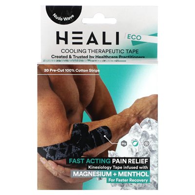 Heali Medical Corp, chłodzenie terapeutyczna taśma kinezjologiczna, czarny, 20 wstępnie wycięty 100% bawełnianych pasków