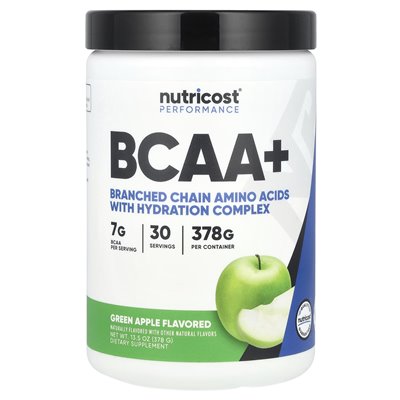 Nutricost, wydajność, BCAA+, zielone jabłko, 13,5 uncji (378 g)