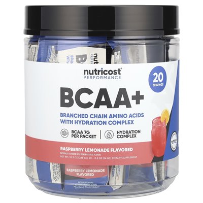 Nutricost, Performance, BCAA+, Raspberry Lemonade, 20 pakietów, 0,5 uncji (14 g) każdy Nutricost, Performance, BCAA+, Raspberry Lemonade, 20 pakietów, 0,5 uncji (14 g) każdy