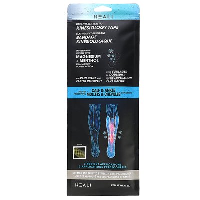 Heali Medical Corp, Breathable Elastic Kinesiology Tape, Calf & Ankle, 3 Pre-Cut Applications Heali Medical Corp, Breathable Elastic Kinesiology Tape, Calf & Ankle, 3 Pre-Cut Applications
