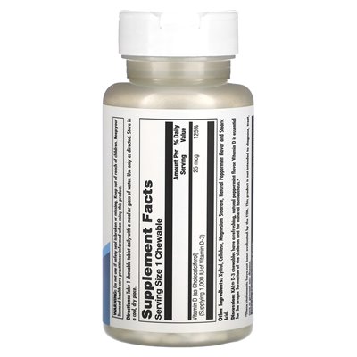 KAL, D-3, Peppermint, 25 mcg (1000 IU), 200 chews