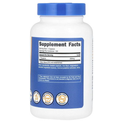 Nutricost, L-teanina, 200 mg, 120 kapsułek
