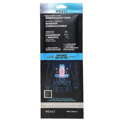 Heali Medical Corp, oddychająca elastyczna taśma kinezjologiczna, niski tył, 3 wstępnie wycięte zastosowania