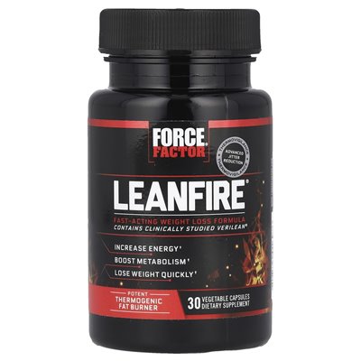 Force Factor, LeanFire, Szybko Działająca Formuła Odchudzania, 30 Wegetariańskich Kapsułek Force Factor, LeanFire, Szybko Działająca Formuła Odchudzania, 30 Wegetariańskich Kapsułek