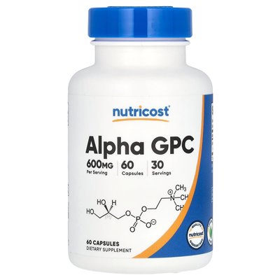 Nutricost, Alpha GPC, 600 mg, 60 kapsułek (300 mg na kapsułkę)
