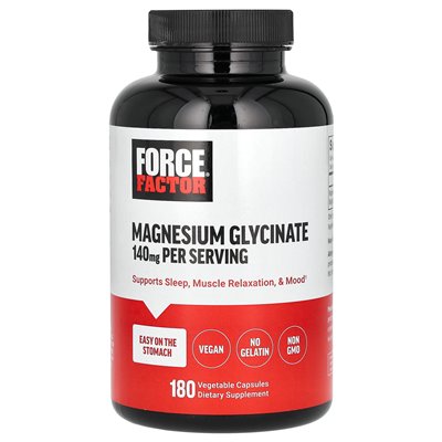 Współczynnik siły, glicynian magnezu, 140 mg, 180 kapsułek warzywnych