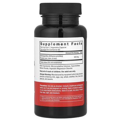 Współczynnik siły, Ashwagandha, 600 mg, 60 kapsułek warzywnych