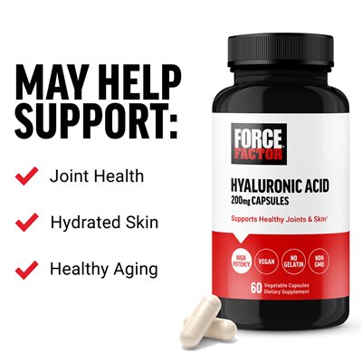 Force Factor, Hyaluronic Acid, 200 mg, 60 Vegetable Capsules Force Factor, Hyaluronic Acid, 200 mg, 60 Vegetable Capsules