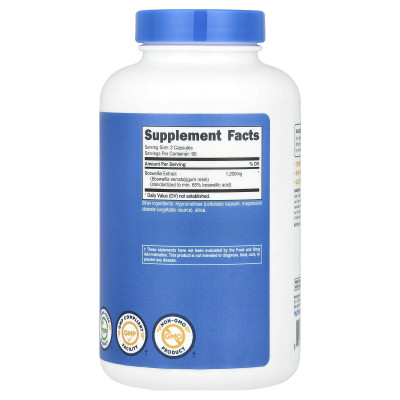 Nutricost, ekstrakt z Boswellia, 1200 mg, 180 kapsułek (600 mg na kapsułkę)