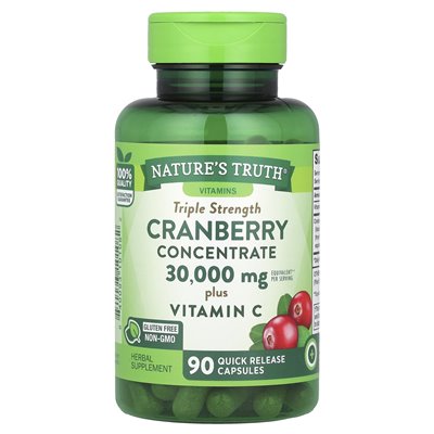 Nature's Truth, Cranberry-Konzentrat plus Vitamin C, dreifache Stärke, 90 Kapseln mit schneller Wirkstofffreisetzung