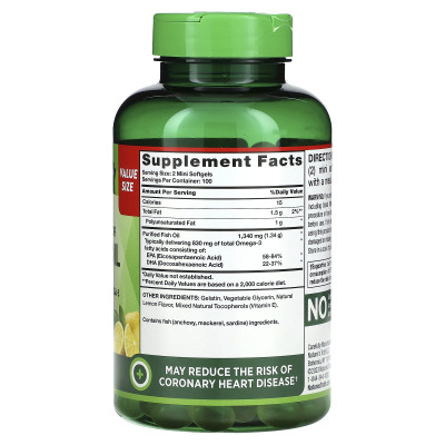 Nature's Truth, Mini Fish Oil, wytrzymałość premium, naturalna cytryna, 1340 mg, 200 mini miękkich (670 mg na softgel) Nature's Truth, Mini Fish Oil, wytrzymałość premium, naturalna cytryna, 1340 mg, 200 mini miękkich (670 mg na softgel)