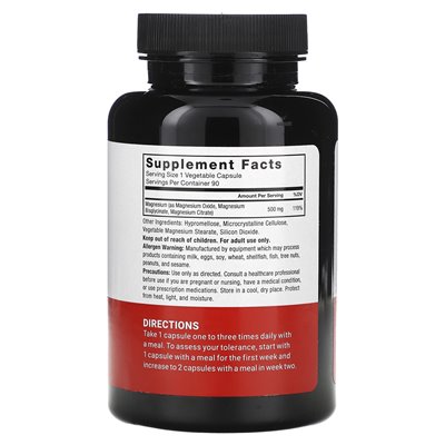 Współczynnik siły, magnez, 500 mg, 90 kapsułek warzywnych Współczynnik siły, magnez, 500 mg, 90 kapsułek warzywnych