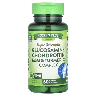 Nature's Truth, Triple Siła glukozamina chondroitin MSM i kompleks kurkumy, 60 powlekanych kapleczek