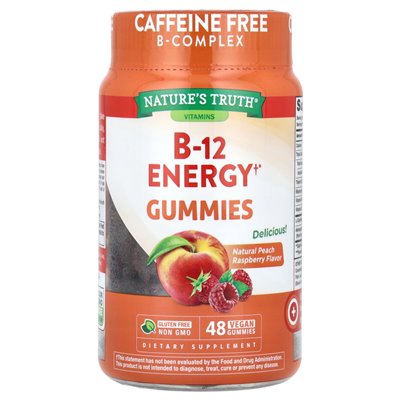Nature's Truth, B-12 Energy Gummies, Natural Peach Raspberry, 48 vegan gummies