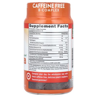 Nature's Truth, B-12 Energy Gummies, Natural Peach Malin, 48 wegańskich gumzy