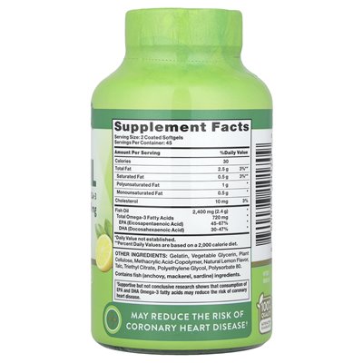 Nature's Truth, Fish Oil, cytryna, 90 powlekanych softgels