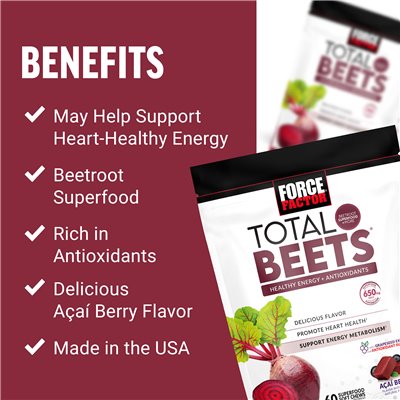 Współczynnik siły, ogół buraków®, zdrowa energia + przeciwutleniacze, jagoda Acai, 60 superfood miękkich żuć